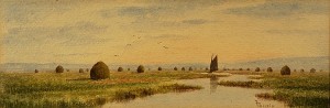 thurlow Frank Thurlo, 1828-1913, MA, watercolor on paper of Plum Island River and Marshes, signed lower right, 4 1/8" x 12 1/8" , click to enlarge