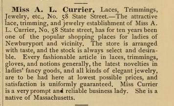 A description of Abbie's store from a 1886 City Directory