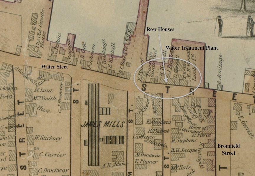 1851 Map Showing Row Houses on Water Street