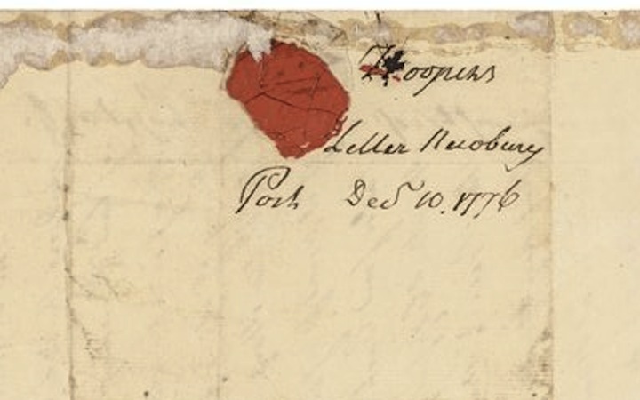 A Piece of the envelope for the letter from Hooper, Newburyport, 1776