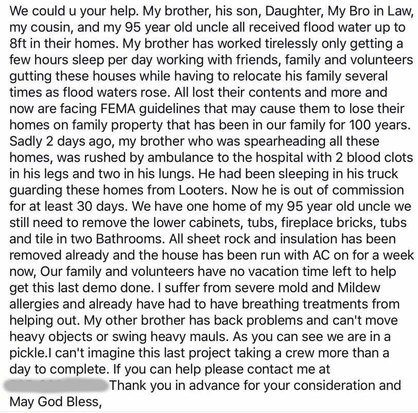 A plea for help to the Cajun Navy
