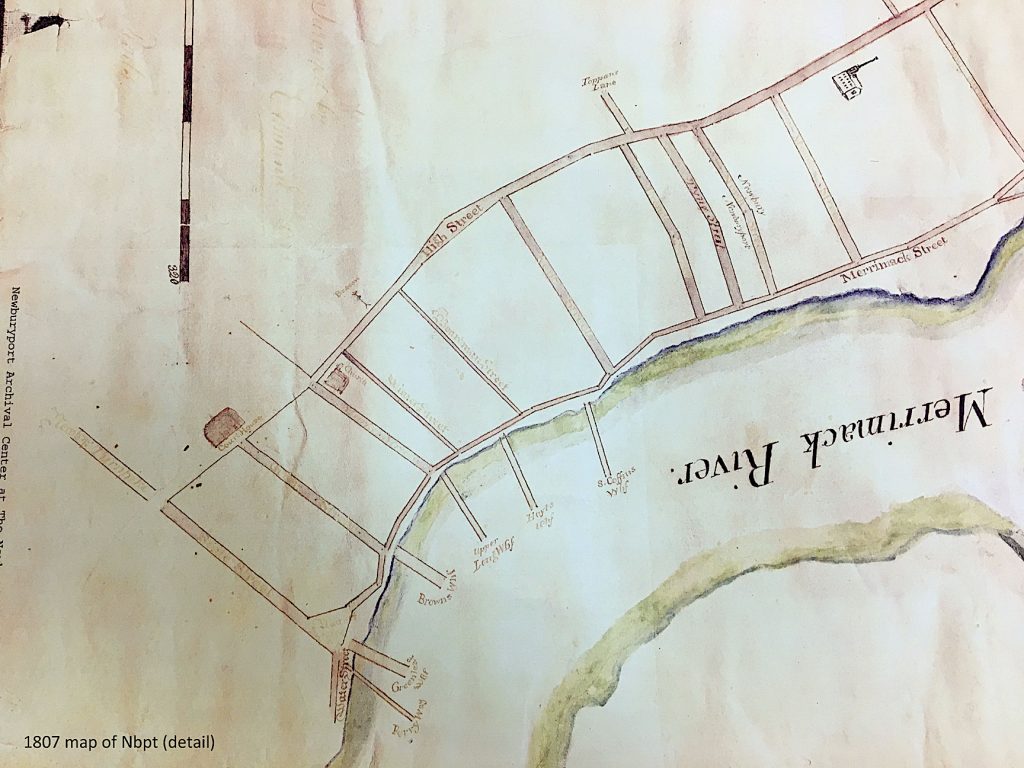 A detail of a 1807 map that shows the wide part of High Street, Courtesy of the Newburyport Archival Center