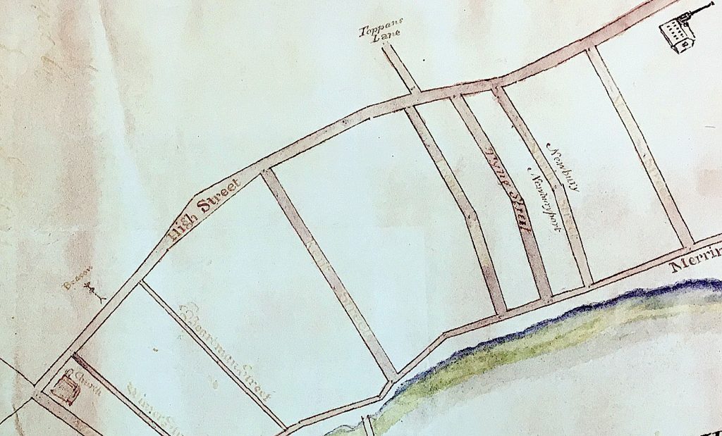 Detail of a 1807 map that shows the wide part of High Street, Courtesy of the Newburyport Archival Center