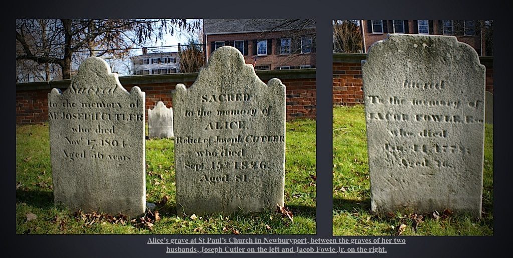  Alice is buried at St. Paul’s church between her two husbands,